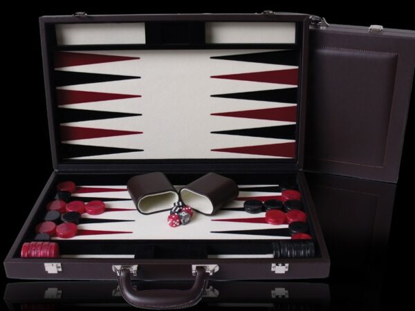 Dal Rossi Brown PU Leather Backgammon 15"