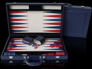 Dal Rossi Italy Blue PU Leather Backgammon 15"